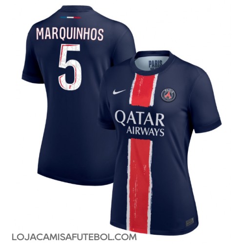 Camisa de Futebol Paris Saint-Germain Marquinhos #5 Equipamento Principal Mulheres 2024-25 Manga Curta